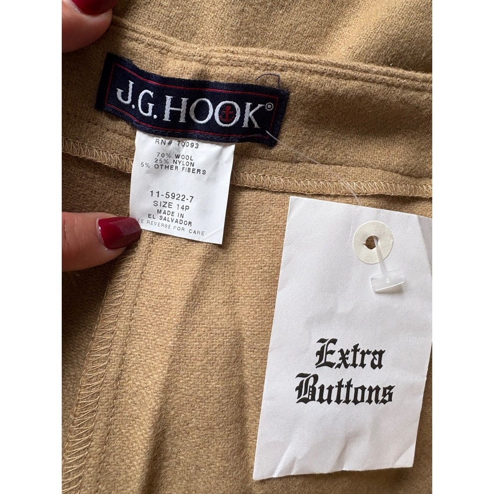 NWOT J.G. Hook Camel Wool Wide Leg High Rise Pants, Size 14 Petite, Casual - Picture 4 of 5